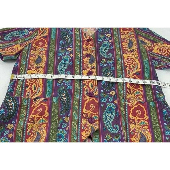 Colorful Landau Scrub Top Button Down Front with Pockets - Picture 4 of 6